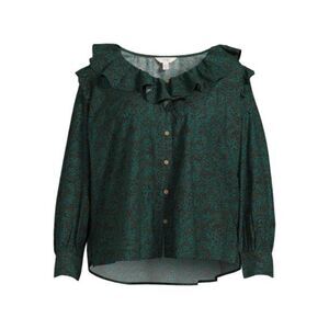 NWT Terra & Sky Women's Long Sleeve Ruffle Top- size 0X 14W